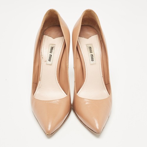 Miu Miu Brown Leather Pointed Toe Pumps Size 37 - Picture 3 of 9