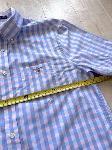 GANT Blue & Pink Checked Short Sleeve Shirt - Men’s Size UK Medium - Picture 4 of 6
