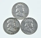 Higher Grade - 1958-D 1954 1950 Franklin Half Dollar 90% SIlver Lot *173