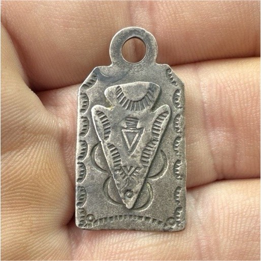 Handmade Native American Silver Rectangular Amule… - image 1