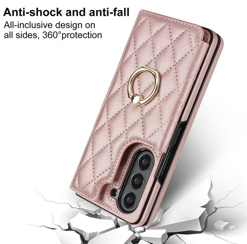 Custodia ad anello per Samsung Galaxy Z Fold7 Fold6 Fold5 Fold4 3 slot per schede in pelle - Foto 3 di 13