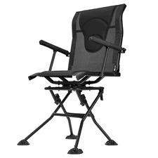 360° Swivel Hunting Chair, Portable Foldable Stool with Armrests