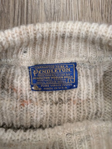Vintage Pendleton Knit Sweater Men's Large Striped Wool - Picture 2 of 7