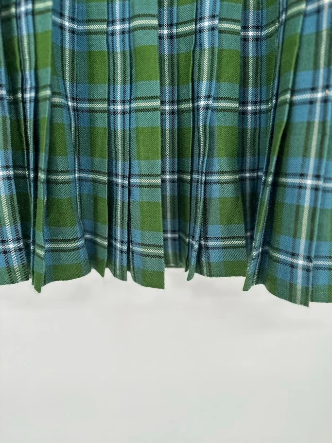 Escocés Diseño Tartanes Cuadros Triple Hebilla Lana Kilt Hombre’s 36 Azul Verde Flecos Foto 4 de 4