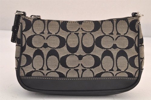 echt Coach Signature Handtasche Tasche Handtasche Canvas Leder 6094 schwarz 8613M - Bild 2 von 10