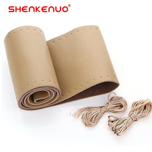 Cubierta de volante de coche de 15" (38 cm) de cuero genuino para Toyota nueva hágalo usted mismo beige - Imagen 2 de 11