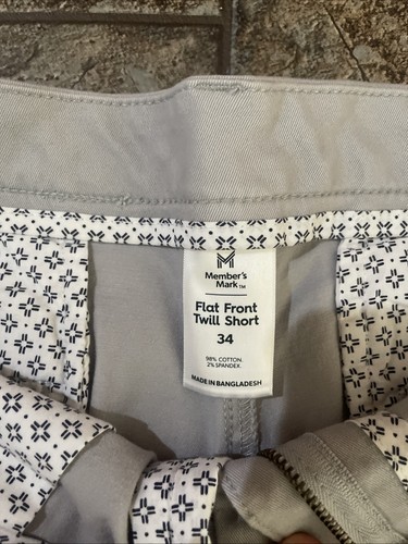 Herren Member’s Mark grau vorne flach Twill Shorts 34 - Bild 2 von 3