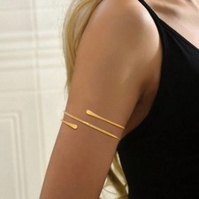 Smooth Lines Cuff Bracelets For Women Gold Plated Arm Bangles Fashion Jewelry