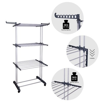4 Ebenen Faltbar Wäscheständer Wäsche Trockenstange Aufhänger Trockner Indoor Outdoor