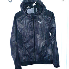 puma jacket mens S storm Cell Waterproof Zip Front Black Gray Track Jacket