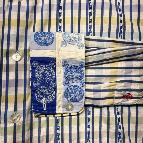 Robert Graham Herren Hemd Medium Langarm Flip Cuff Mehrfarbig Bestickt - Bild 5 von 11