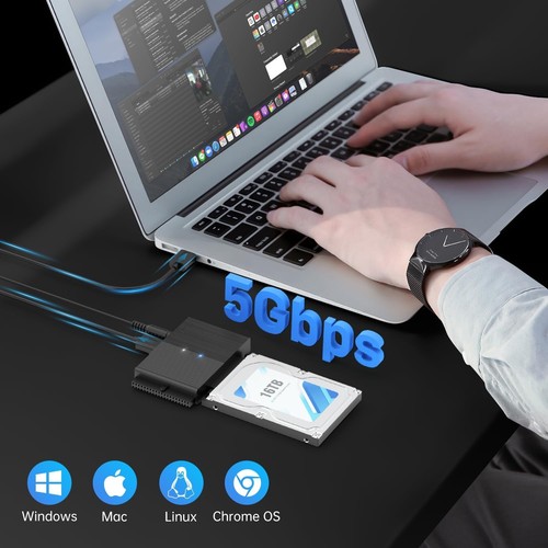 Adaptador FIDECO USB 3.0 a SATA o IDE, Cable Adaptador Disco Duro Negro - Imagen 2 de 8