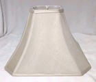 Vtg 16" Square Cut Corner Flared Beige Linen Lamp Shade 6” Top, 10.5" H, Lined