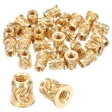 50 Pcs M3 x 6.3mm H x 4.6mm OD Brass Knurled Flange Threaded Inserts