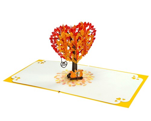 CUTPOPUP Squirrel Couple Heart Tree Pop Up Anniversary Card, Wedding Anniversary - Picture 3 of 5
