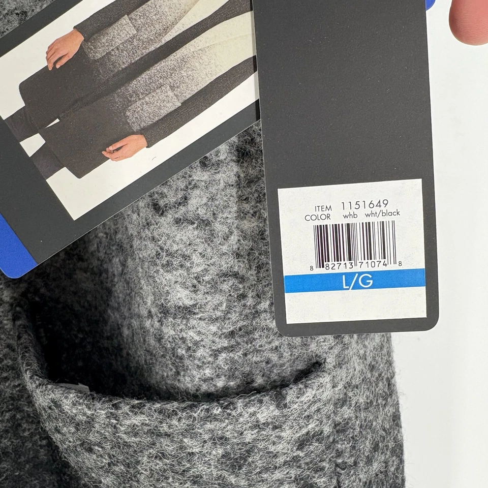 Chaleco Andrew Marc Mujer Grande Blanco Negro Ombre Mezcla Lana Largo Sin Mangas Abierto Foto 3 de 4