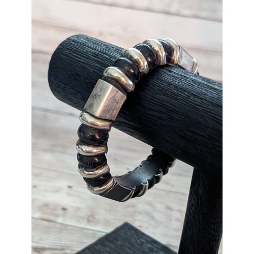 Vintage Armband klobig schwarz & silberfarben - Gebrauchsspuren - Bild 1 von 13