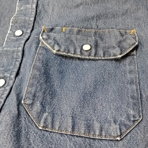 RedKap Large Heavy Denim Mens Shirt Blue Pearl Snap Long Sleeve - Picture 6 of 9