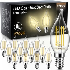 LED Candelabra Bulb Dimmable, 60W Equivalent LED Chandelier Light Bulbs, 5.5W...
