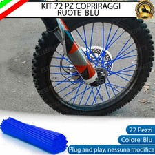 KIT COPRIRAGGI COPRI RAGGI RUOTE BLU MOTO ENDURO CROSS MOTARD 72 PEZZI ABS