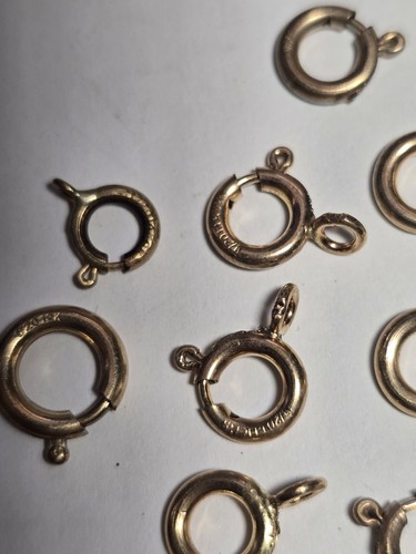 9 Pcs 1/20th 14K Gold Filled Spring Ring Clasp w/Open Ring &-I S.P. Fish Clasp - Picture 2 of 7