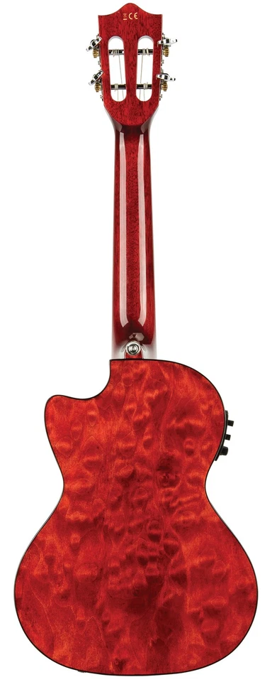 Ukelele eléctrico acústico tenor arce acolchado Lanikai QM-RDCET - mancha roja Foto 3 de 4