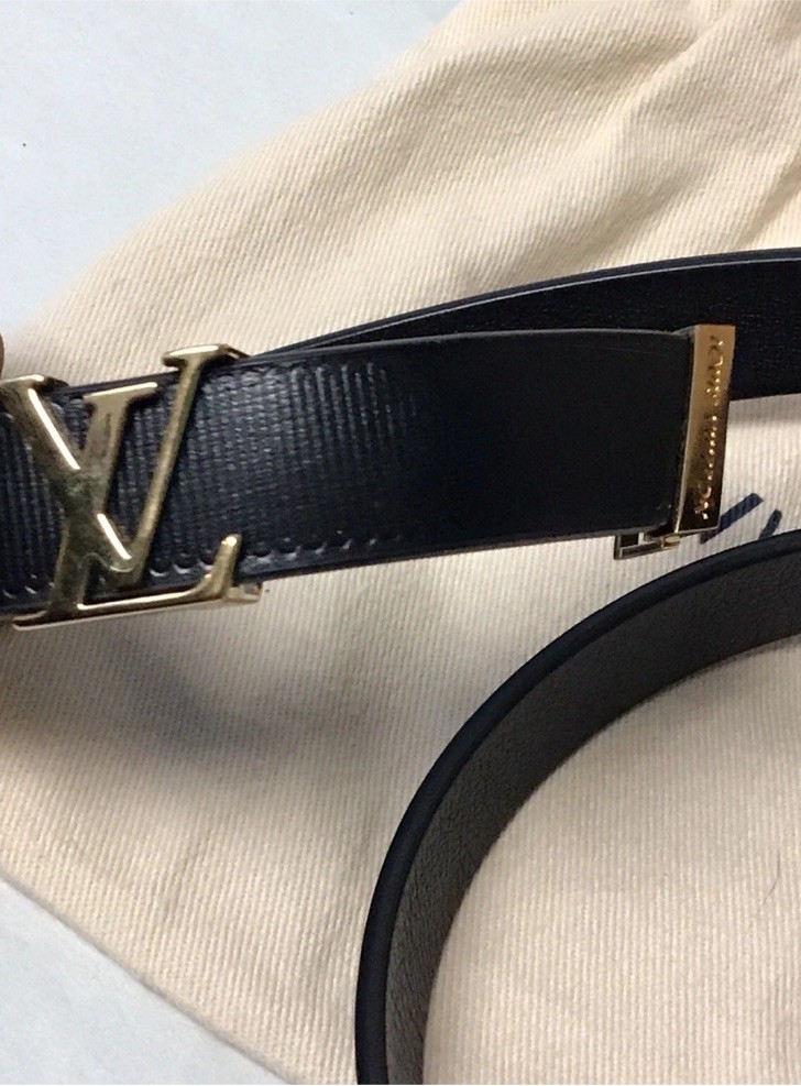 Louis Vuitton LV Black Leather M9578 Belt with Buckle SZ 80/32 | eBay