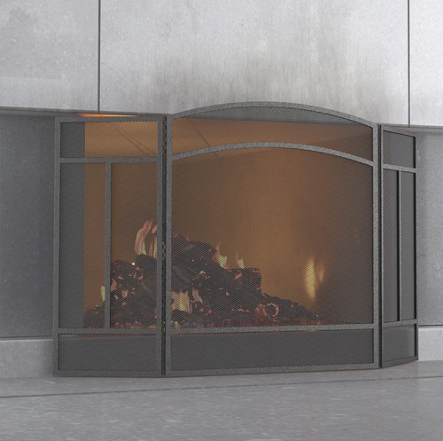 Fireplace Screen 3 Panel Wrought Iron 48"(L) x 29"(H) Spark Guard Cover - Picture 2 of 9