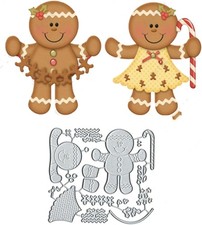 Gingerbread Man Christmas Metal Die Cuts for Card Making, Bow Flower Leaf...