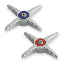 Chicago Faucet 633-Prjkcp Four Cross Handle, Hot And Cold, Pk2