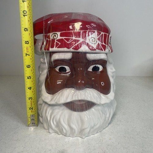African American Black Santa Cookie Jar Wishes Ceramic Christmas Decoration - Picture 6 of 6