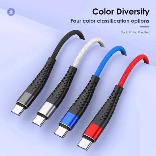 USB A to USB-C Cable Braided Fast Charger Type C Lead For iPhone 15 16 / Samsung - Picture 12 of 24