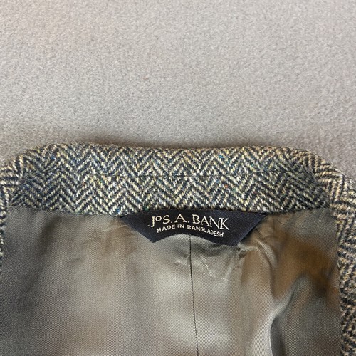 Jos A Bank Blazer Herren 48 grau braun Harris Tweed Wolle handgewebt Fischgrät - Bild 4 von 16