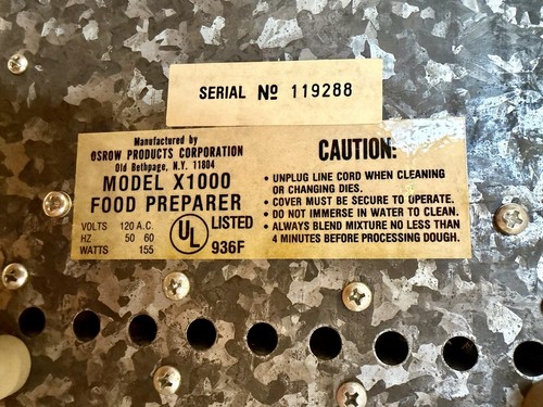 Osrow International Pasta and Dough Machine X1000   Open Box - Picture 8 of 14