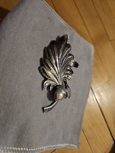 Vintage Sterling Silver Acorn Leaf Brooch Pin Sterling Silver - Bild 9 von 9