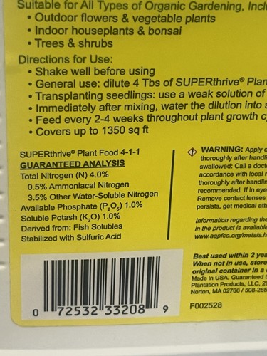 SUPERthrive Liquid Organic All Purpose Plant Food 1 qt. - Picture 7 of 7