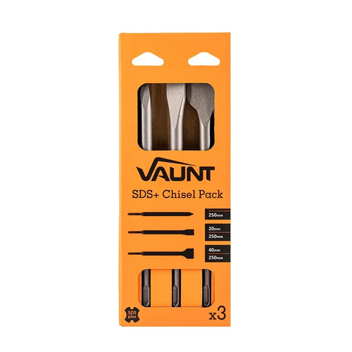 Vaunt SDS+ Chisel Drill Bit Set - Pack of 3 (Point, 20mm & 40mm Chisel) - Picture 7 of 7