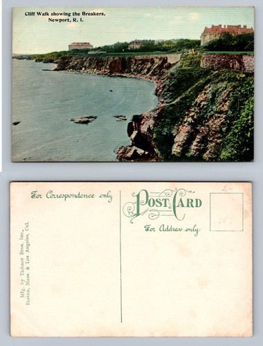 Newport, RI-Rhode Island, Cliff Walk Breakers Ansichtsszene um 1910 Vintage Postkarte