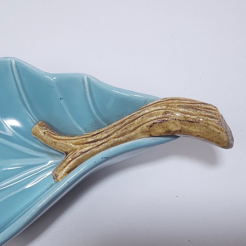 MCM Miramar California Leaf Shaped Condiment Dish Turquoise 12-Inch - Picture 3 of 7