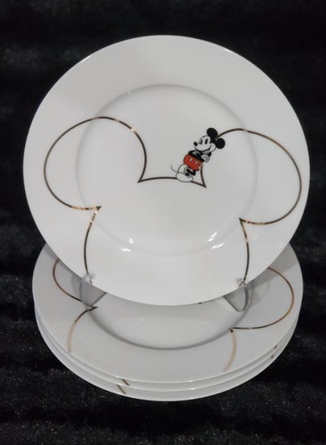 4 RARE Disney Mickey Mouse GOLD ICON Salad Plates 8" Collectors Zrike Brands NEW - Picture 10 of 12