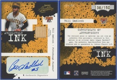 Bill Madlock 2005 Absolute 'Absolutely ink' #AI-106 AUTO #'d 136/150 - nice!