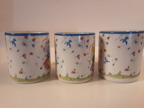 Vtg Pamela Silin Palmer For Enesco Mugs Set Of 3 Rabbit, Pig, Sheep Dancing - Picture 4 of 13