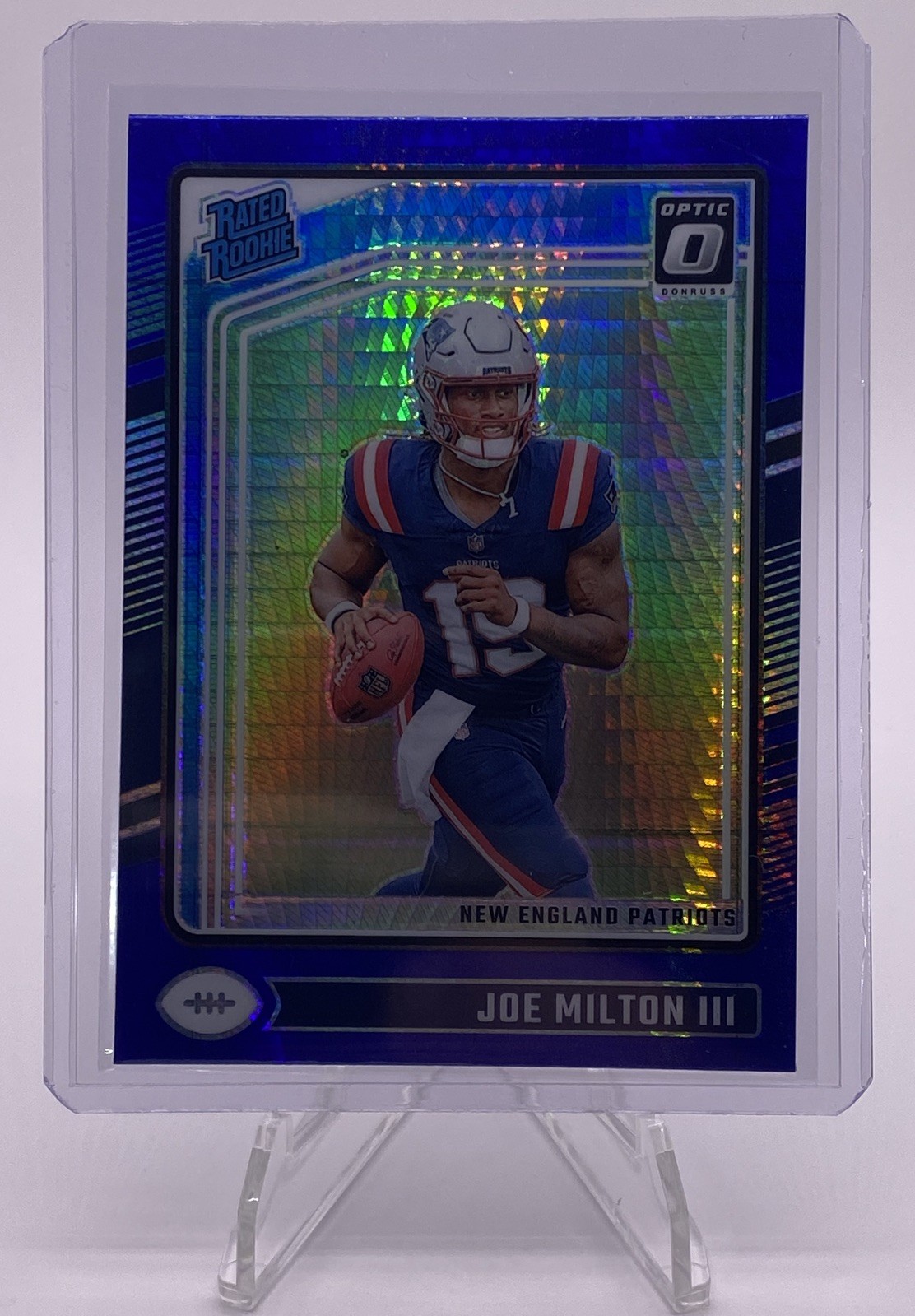 2024 Panini Donruss Optic Rated Rookie Joe Milton III #255 Blue Hyper Prizm (RC)