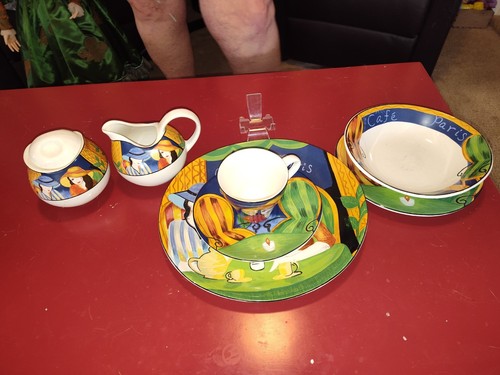 Vintage Sango Art Deco Cafe Paris 40 Piece Place Setting Plates, Bowl, Cup China - Picture 17 of 20