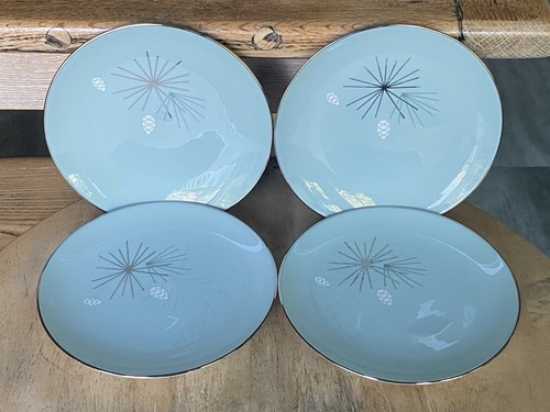 Vintage MCM Atomic Franciscan Silver Pine Lot 4 Bread and Butter Plates 6 3/8" - Picture 2 of 7