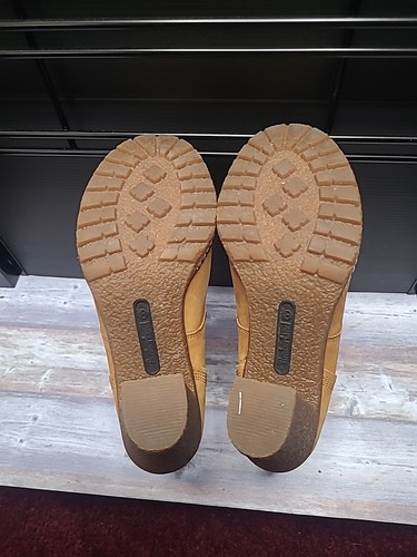 Timberland Glancy Natural Tan Leather High Heel Lace Up Ankle Boots Women's SZ 6 - Picture 6 of 8