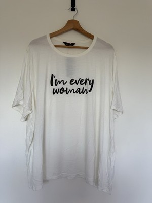 Curvissa Cream Ivory Slogan T Shirt UK 26 Plus Size  I m Every Woman  New