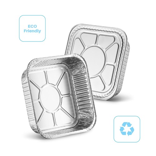 20 Pack Square Aluminum Foil Pans with Lids Disposable Baking Pans - Afbeelding 2 van 7