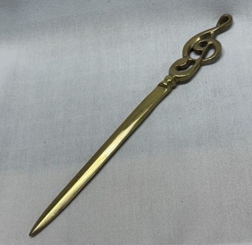 Vintage Solid Brass Music Treble Clef Letter Opener 8"