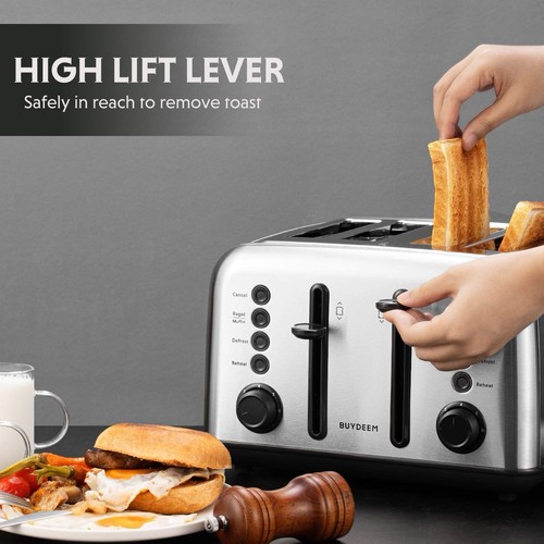 4-Slice Toaster Extra Wide Slots with High Lift Lever Bagel and Muffin Function - Picture 6 of 6